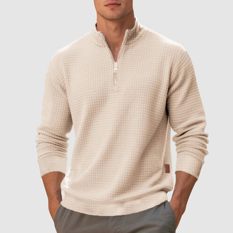 Lennox - Men's Textured Quarter-Zip Mock Neck Sweatshirt