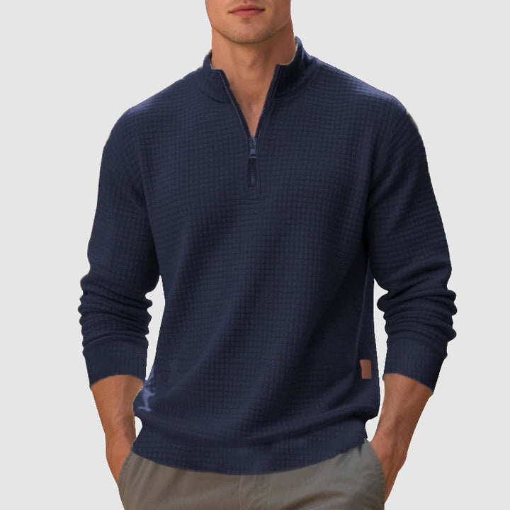 Lennox - Men's Textured Quarter-Zip Mock Neck Sweatshirt