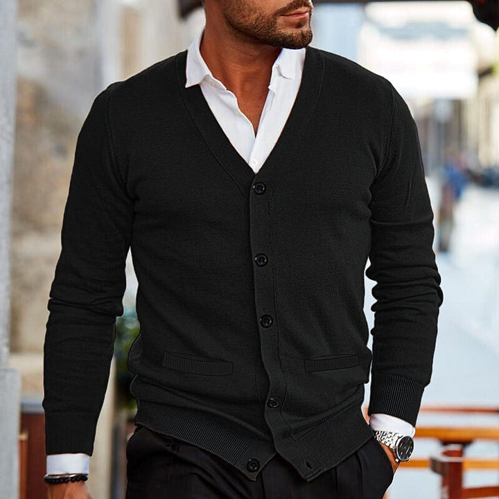 Leo - Men's Button-Front V-Neck Cardigan