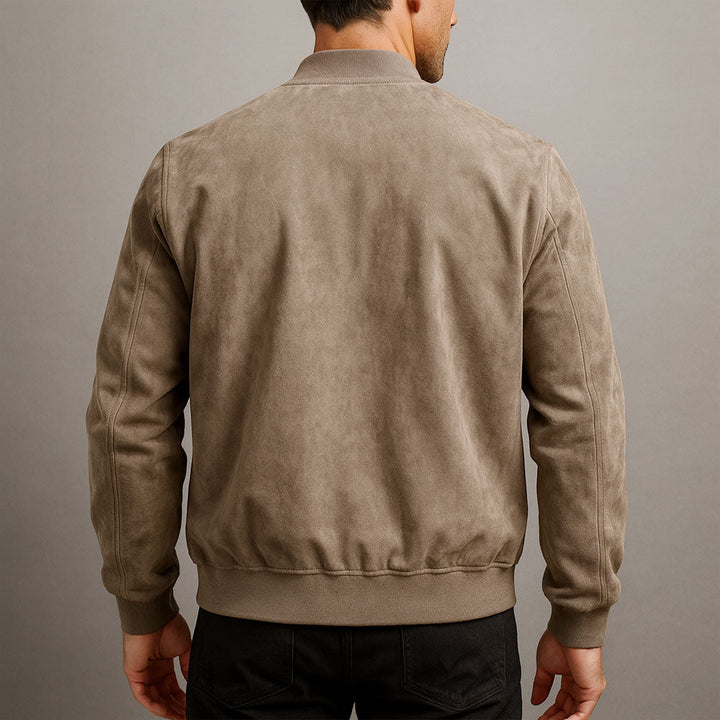 Leopold - Men's Suede Bomber Jacket with Ribbed Cuffs