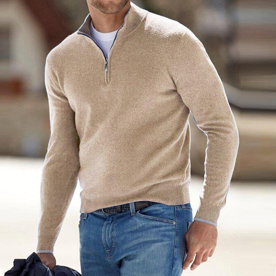 Lucian - Men's Half-Zip Knit Sweater with Ribbed Trim
