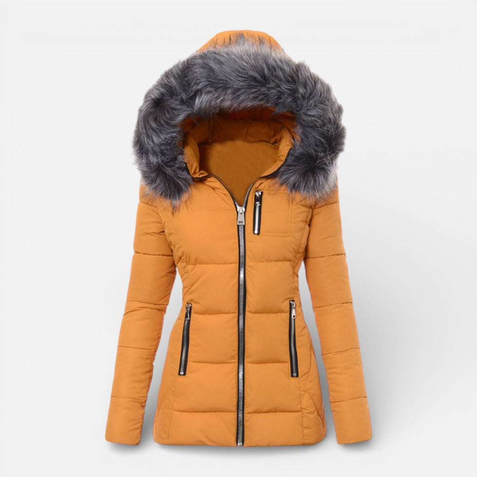 Lucinda - Women's Quilted Puffer Jacket with Faux-Fur Hood Trim