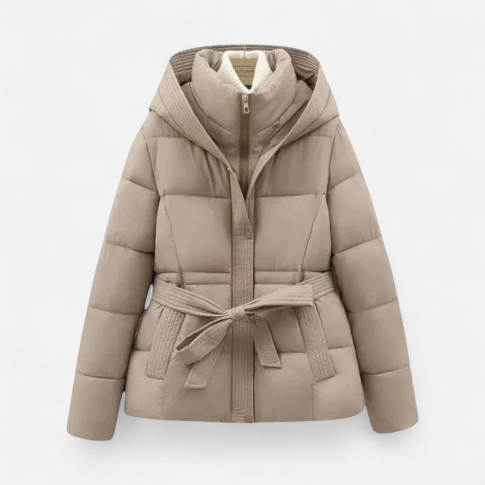 Macey - Women's Quilted Puffer Jacket with Belted Waist