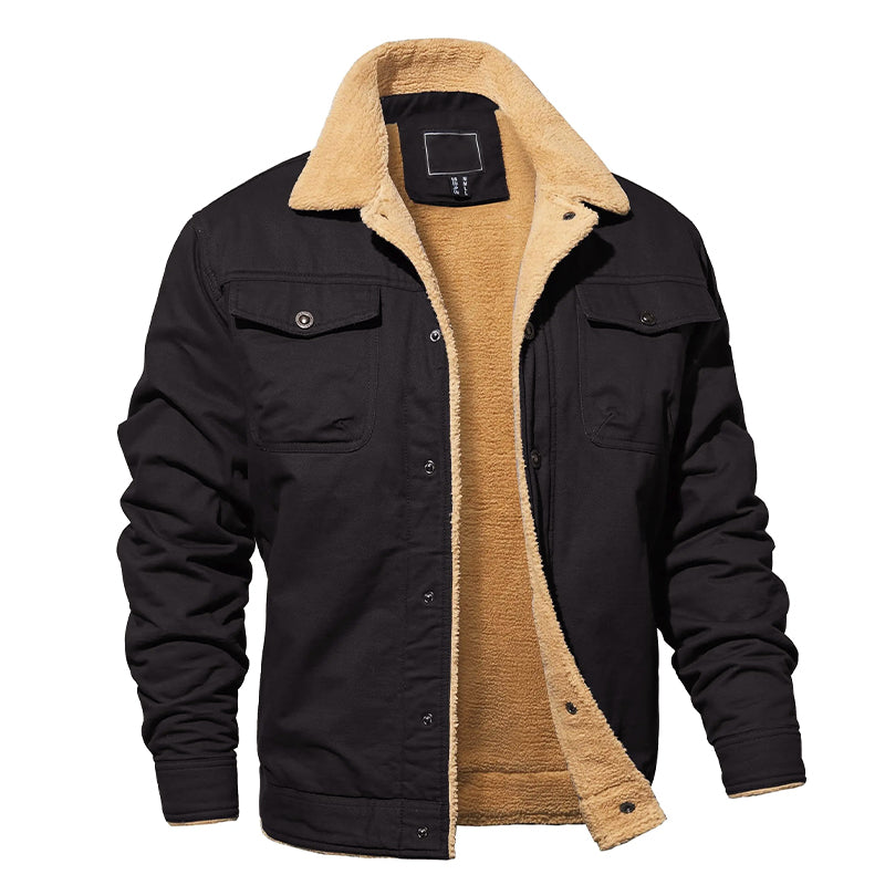 Magnus - Men's Sherpa-Lined Cargo Jacket with Button Front