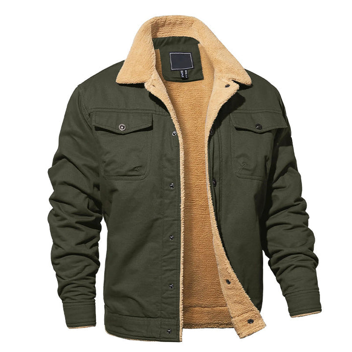Magnus - Men's Sherpa-Lined Cargo Jacket with Button Front