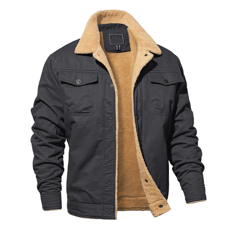 Magnus - Men's Sherpa-Lined Cargo Jacket with Button Front