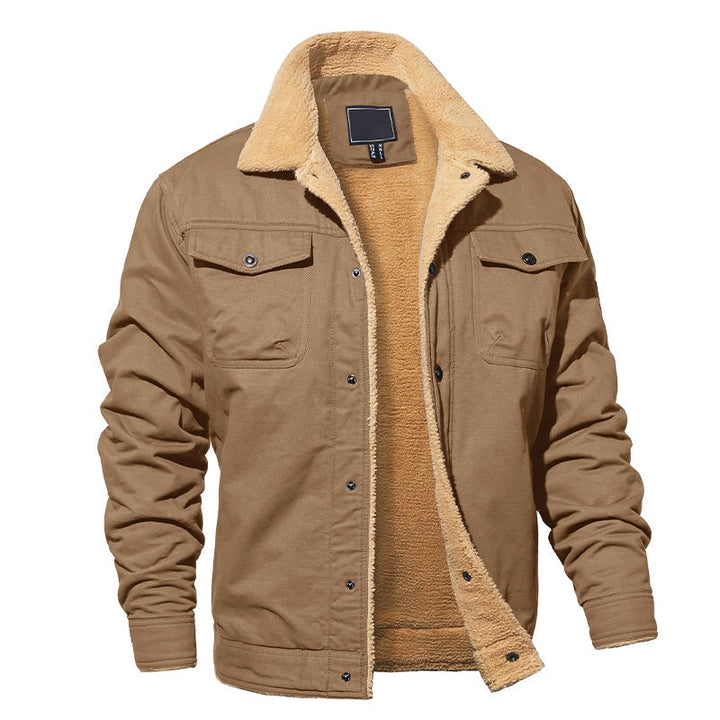 Magnus - Men's Sherpa-Lined Cargo Jacket with Button Front