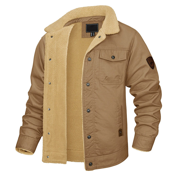 Magnus - Men's Sherpa-Lined Cargo Jacket with Button Front