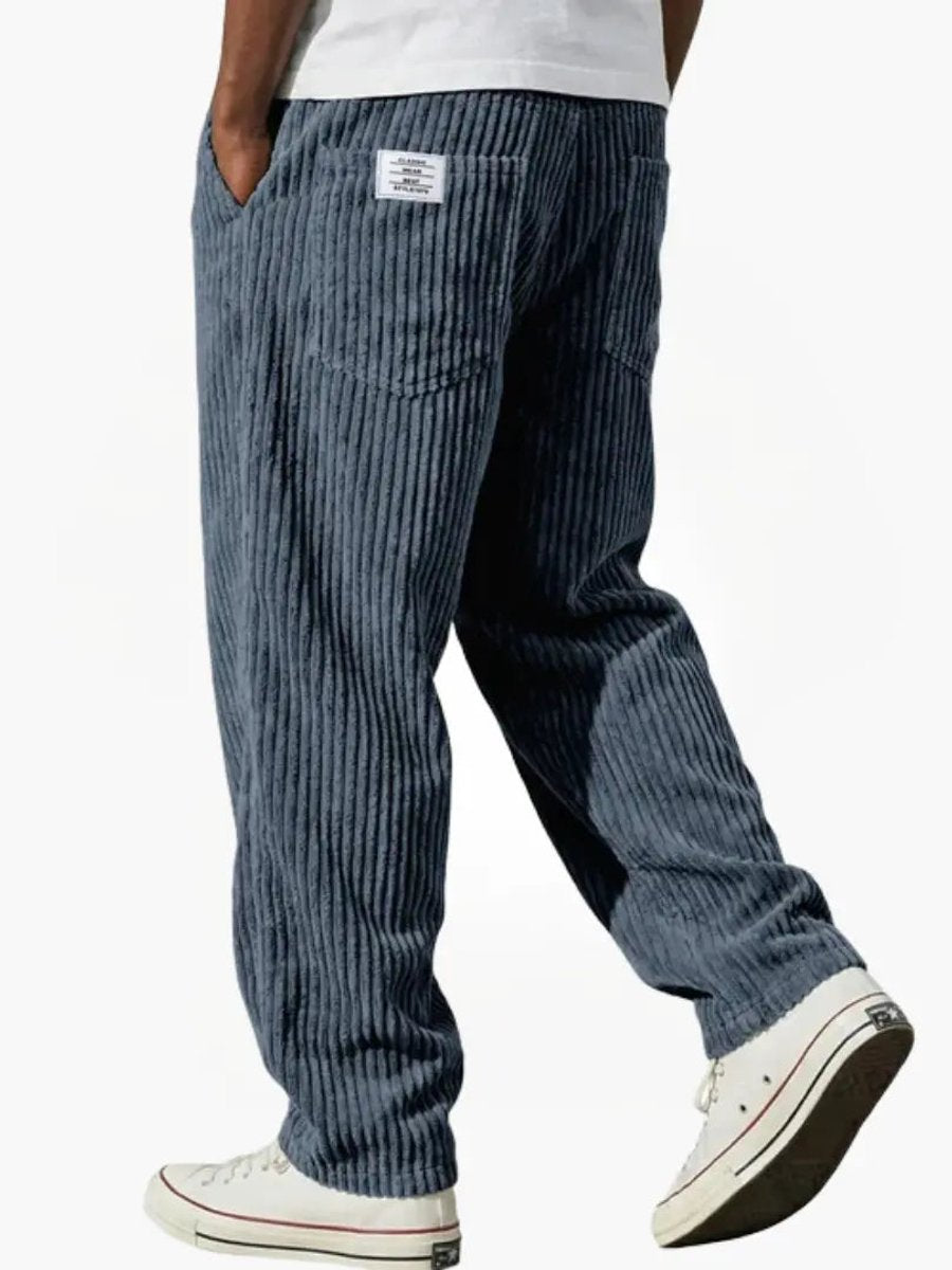 Malon - Men's Ribbed Corduroy Pants with Elastic Waistband