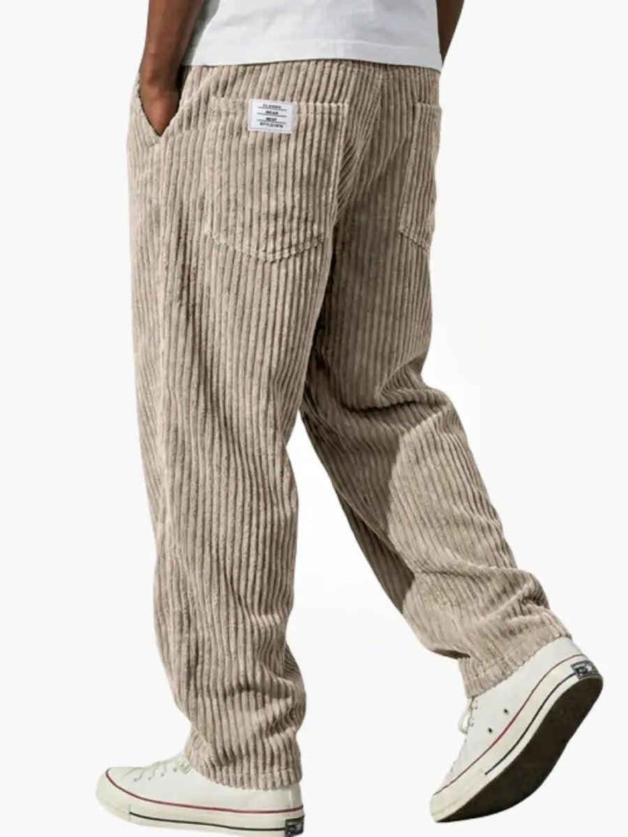 Malon - Men's Ribbed Corduroy Pants with Elastic Waistband