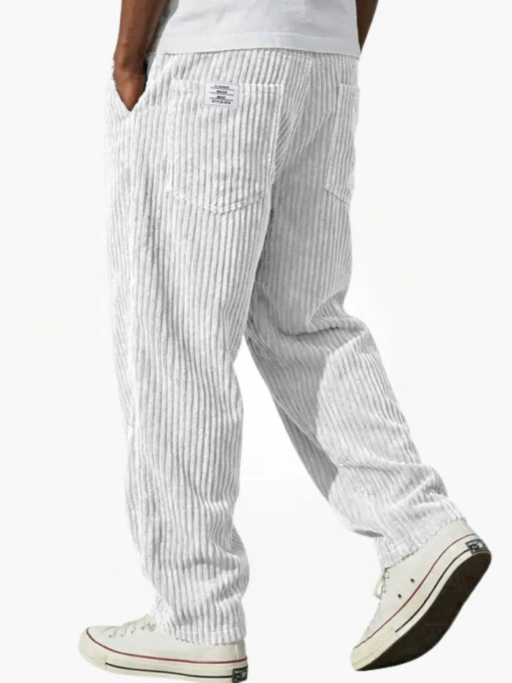 Malon - Men's Ribbed Corduroy Pants with Elastic Waistband