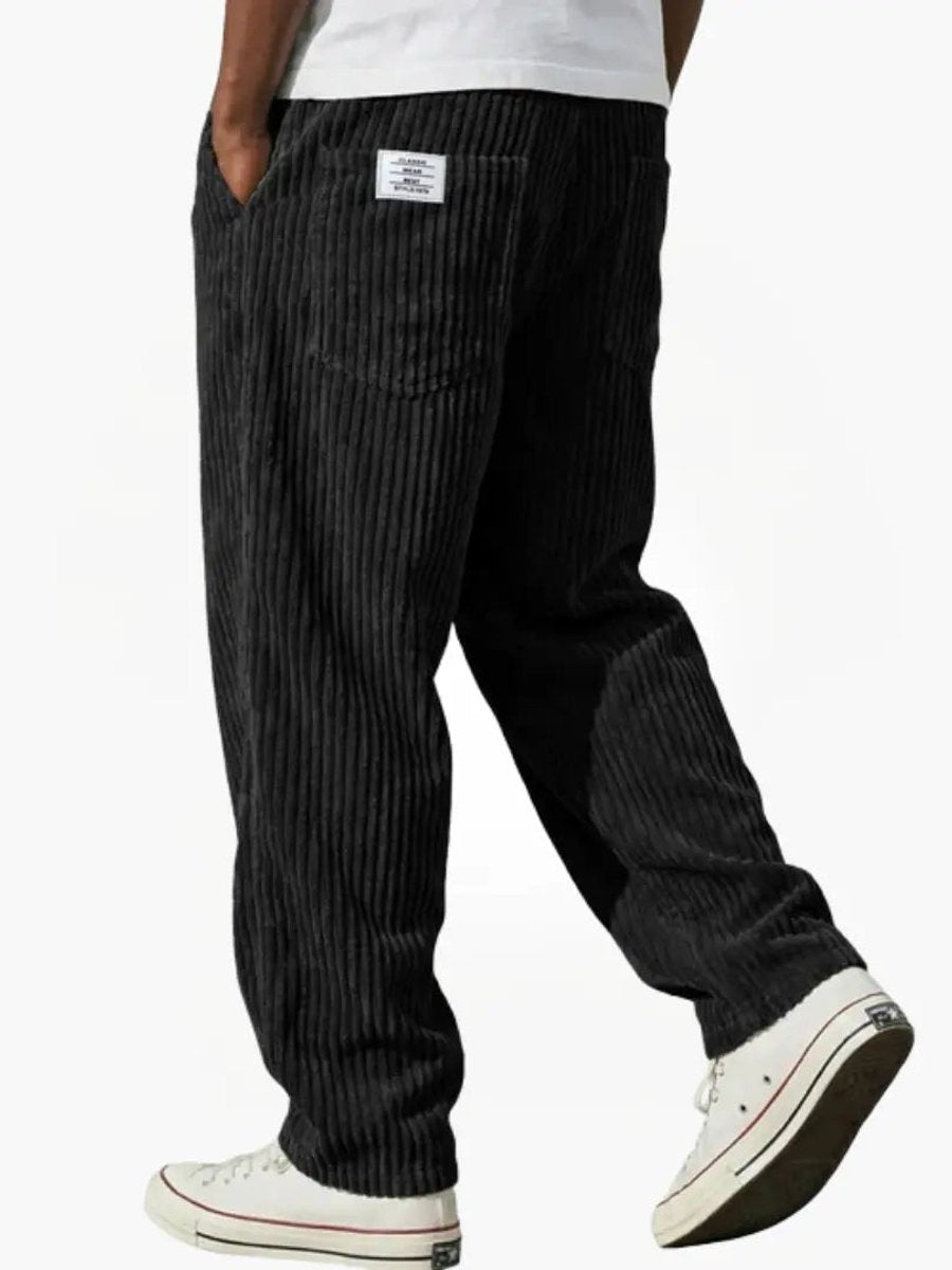 Malon - Men's Ribbed Corduroy Pants with Elastic Waistband