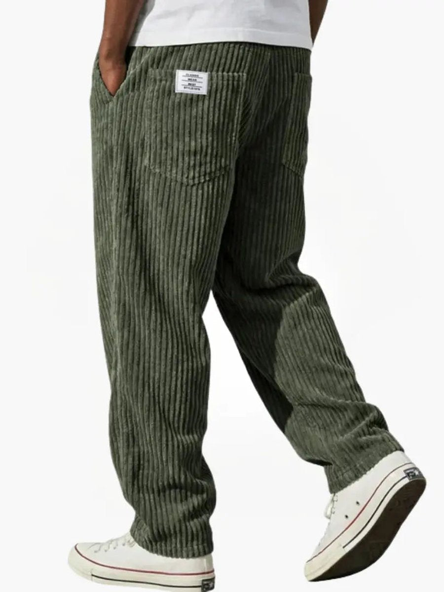 Malon - Men's Ribbed Corduroy Pants with Elastic Waistband