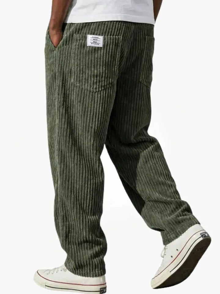 Malon - Men's Ribbed Corduroy Pants with Elastic Waistband