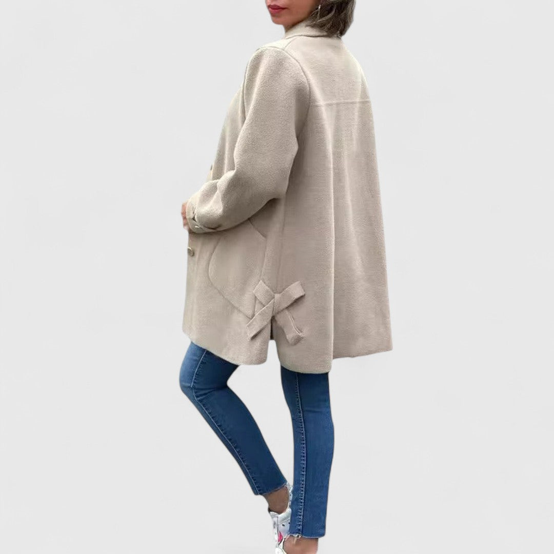 Margot - Women's Notch-Collar Wool Coat with Button Closure