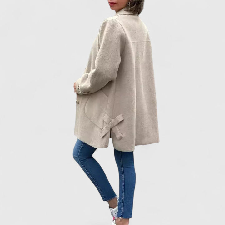 Margot - Women's Notch-Collar Wool Coat with Button Closure