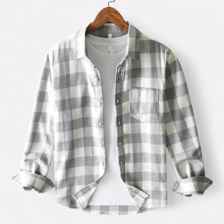 Mark - Men's Plaid Flannel Shirt with Long Sleeves