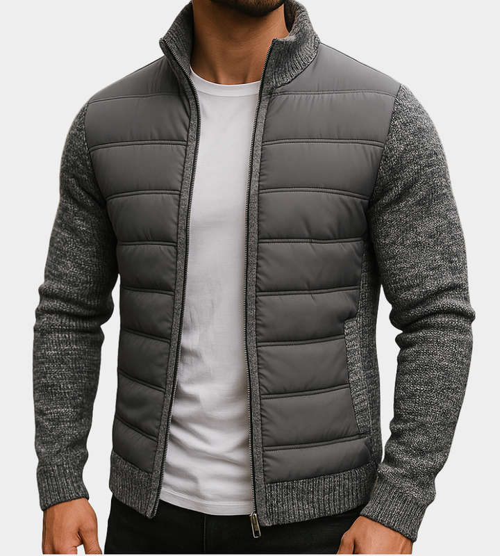 Mark - Men's Stand Collar Transitional Jacket with Knit Sleeves