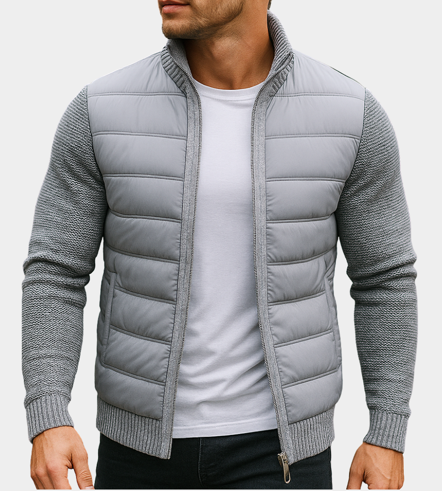 Mark - Men's Stand Collar Transitional Jacket with Knit Sleeves
