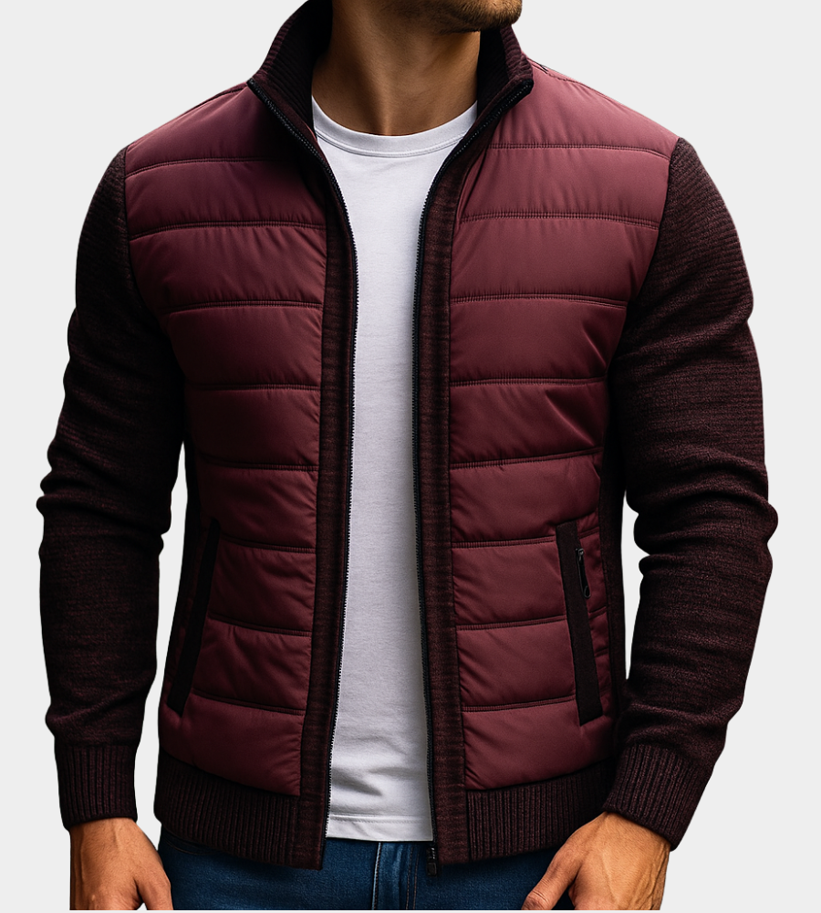 Mark - Men's Stand Collar Transitional Jacket with Knit Sleeves