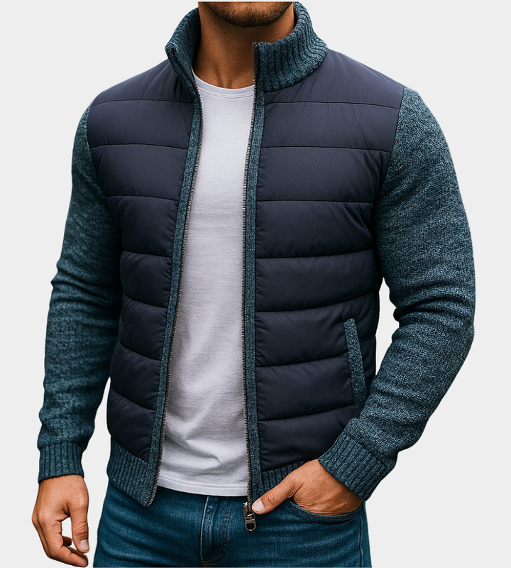 Mark - Men's Stand Collar Transitional Jacket with Knit Sleeves