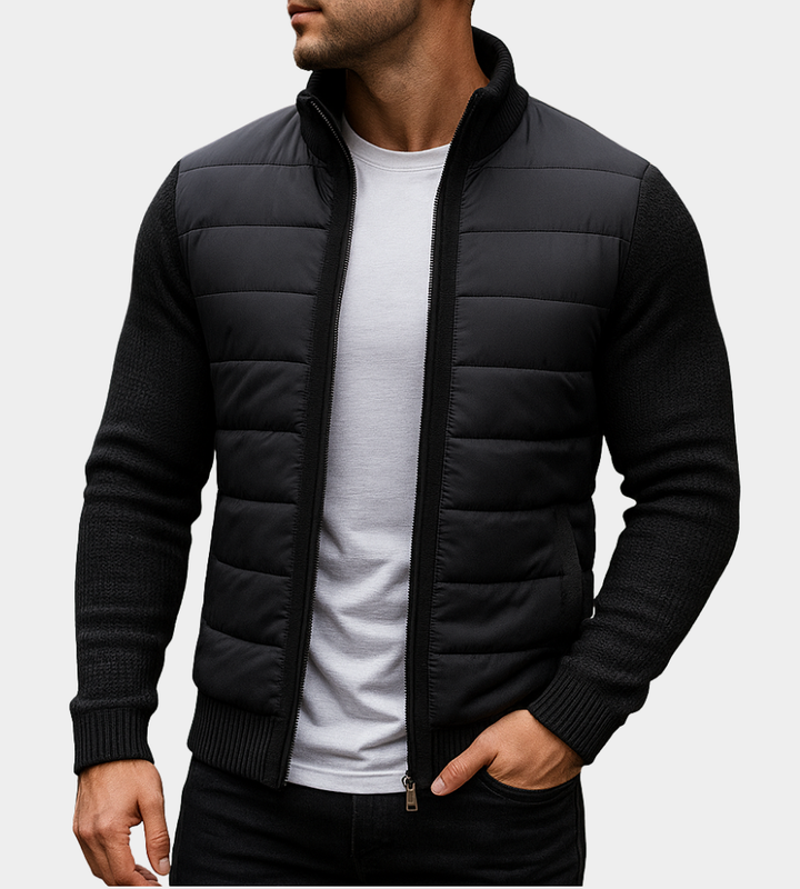 Mark - Men's Stand Collar Transitional Jacket with Knit Sleeves
