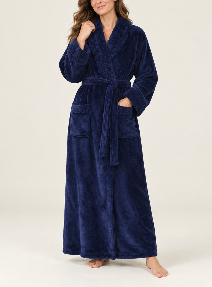 Marlene - Women's Plush Fleece Wrap Robe with Satin Trim