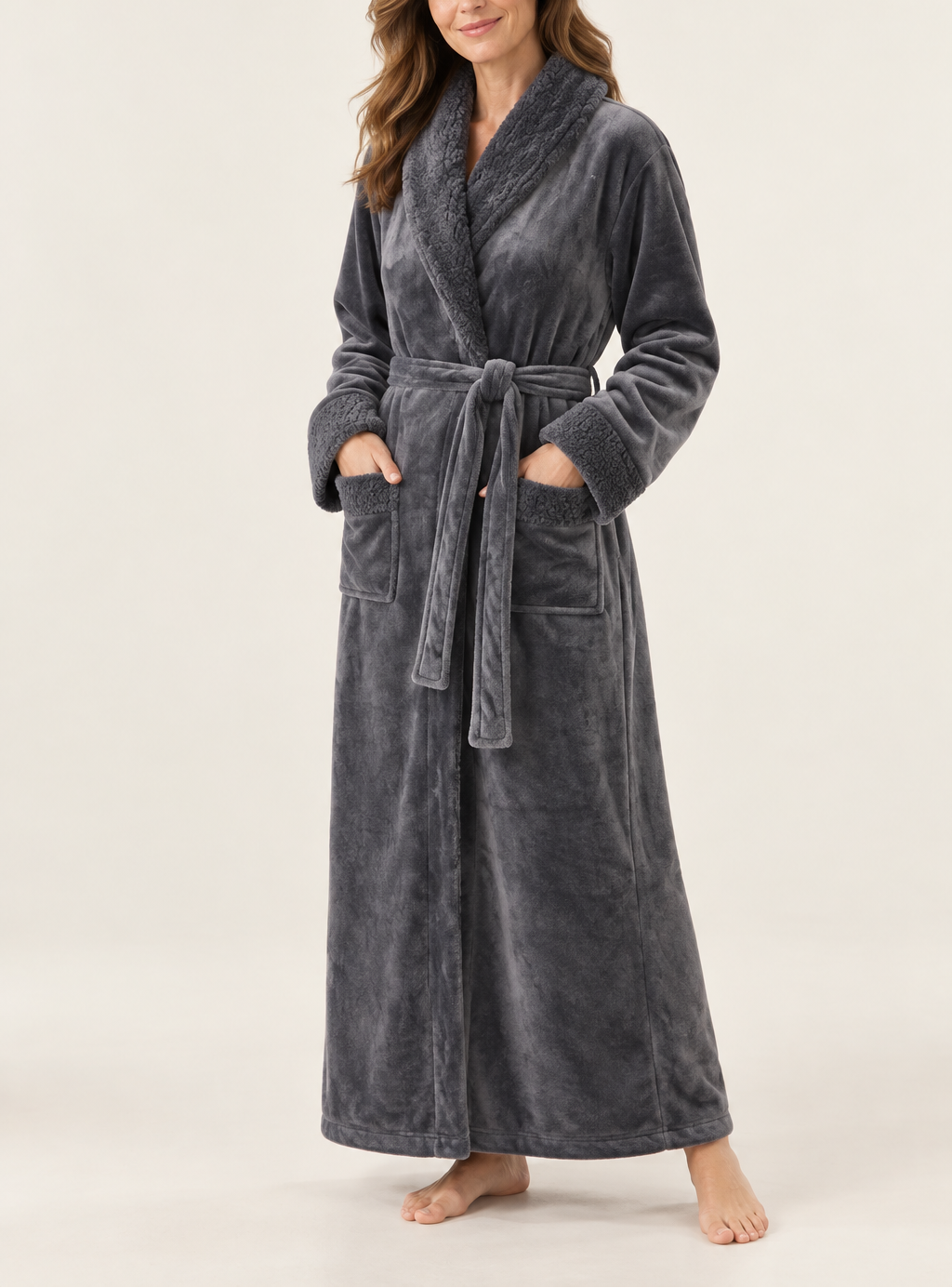 Marlene - Women's Plush Fleece Wrap Robe with Satin Trim