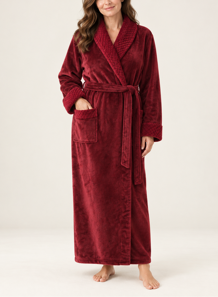 Marlene - Women's Plush Fleece Wrap Robe with Satin Trim