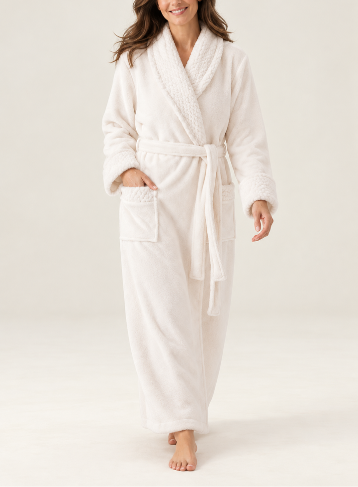 Marlene - Women's Plush Fleece Wrap Robe with Satin Trim