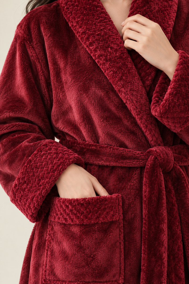 Marlene - Women's Plush Fleece Wrap Robe with Satin Trim