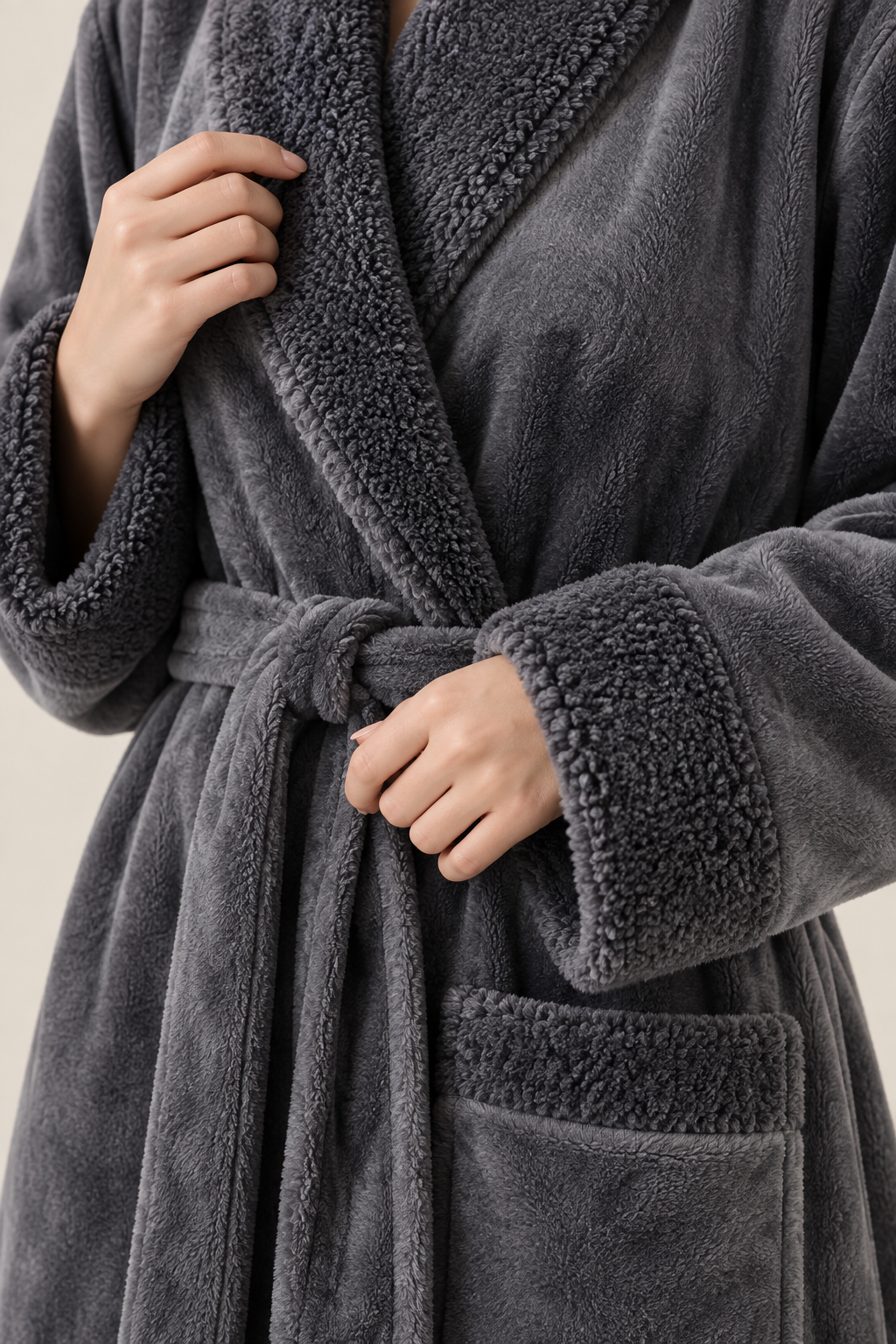 Marlene - Women's Plush Fleece Wrap Robe with Satin Trim