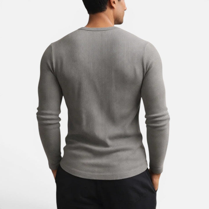 Matteo - Men's Ribbed Henley Long-Sleeve Shirt