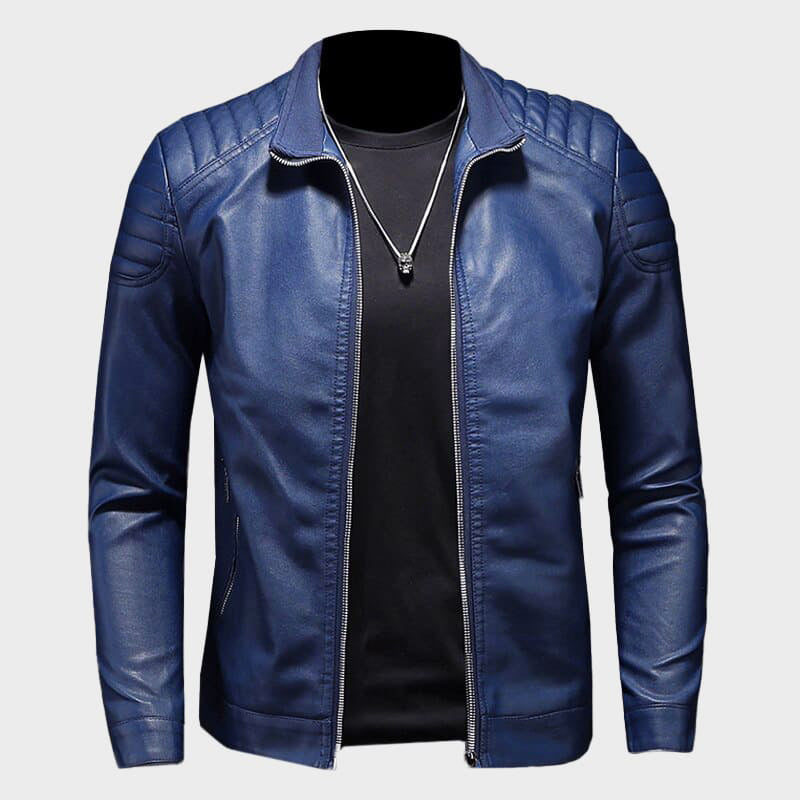Matthias - Men's Zip-Front Slim-Fit Leather Jacket