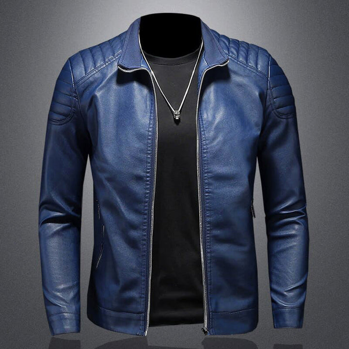 Matthias - Men's Zip-Front Slim-Fit Leather Jacket