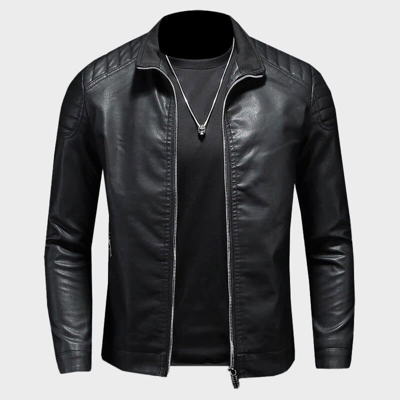 Matthias - Men's Zip-Front Slim-Fit Leather Jacket