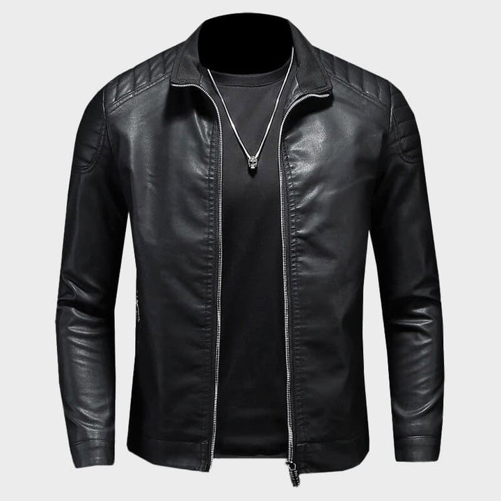 Matthias - Men's Zip-Front Slim-Fit Leather Jacket