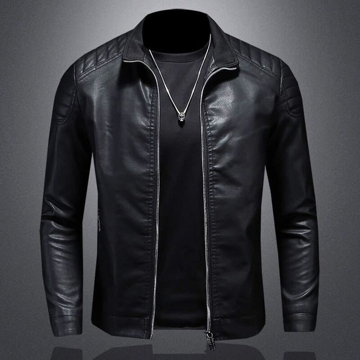 Matthias - Men's Zip-Front Slim-Fit Leather Jacket