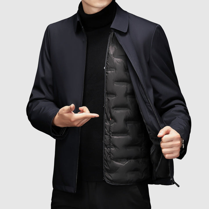 Nathan- Men's Polo Collar Down Jacket with Zip Closure