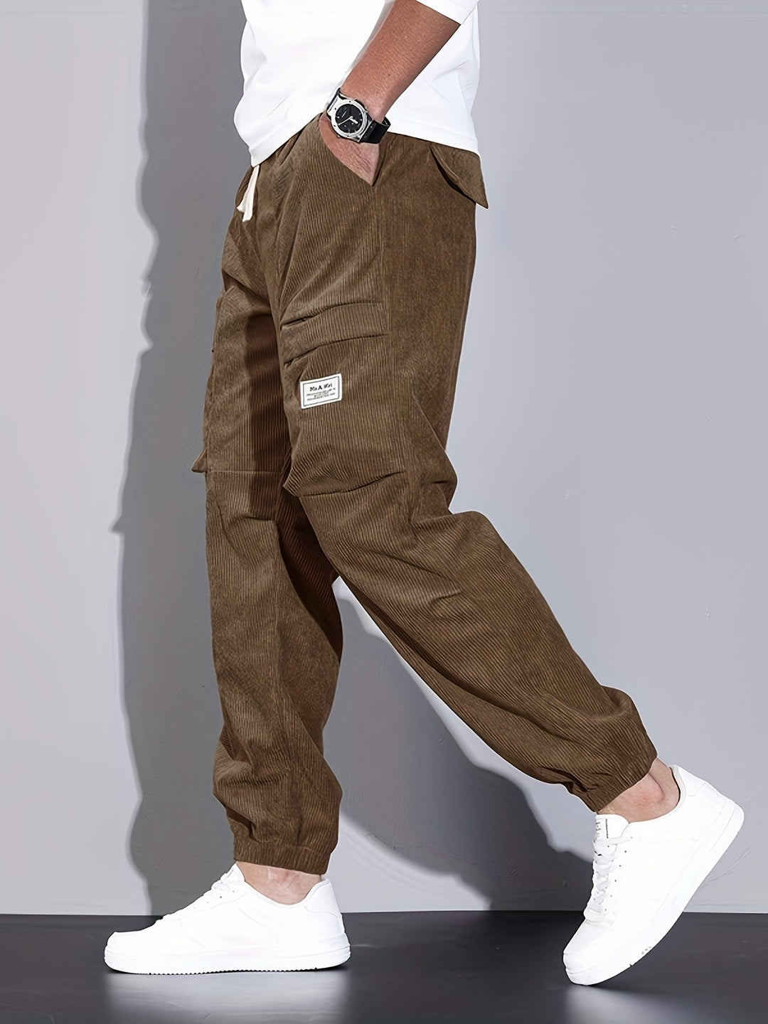 Nicolas - Men's Tapered Cargo Pants with Ribbed Cuffs