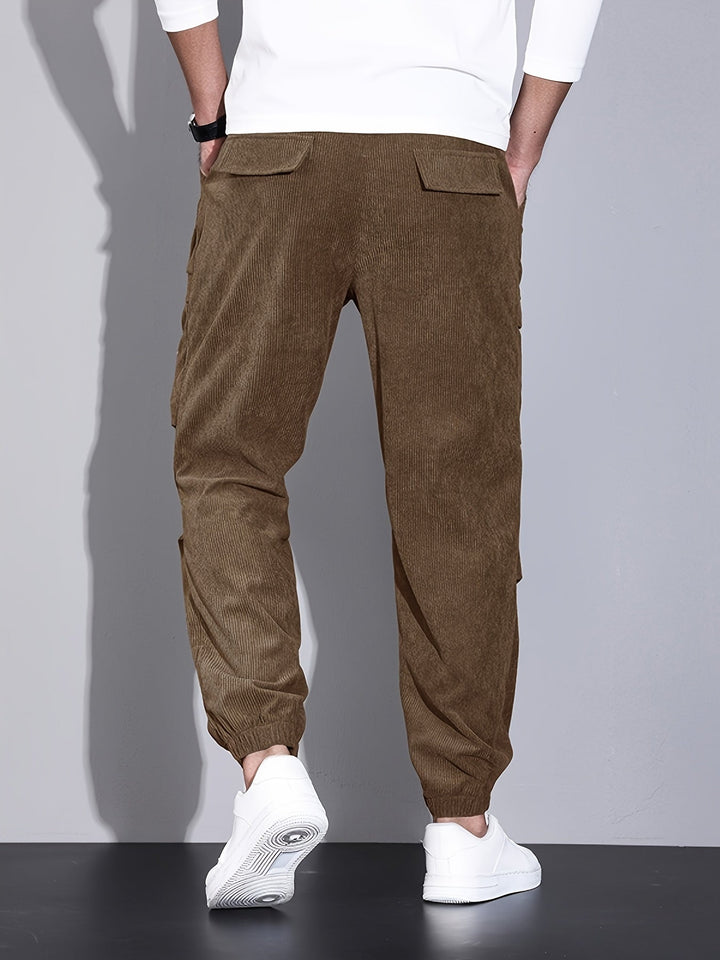 Nicolas - Men's Tapered Cargo Pants with Ribbed Cuffs