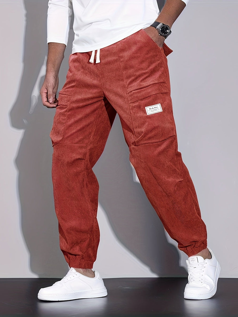 Nicolas - Men's Tapered Cargo Pants with Ribbed Cuffs