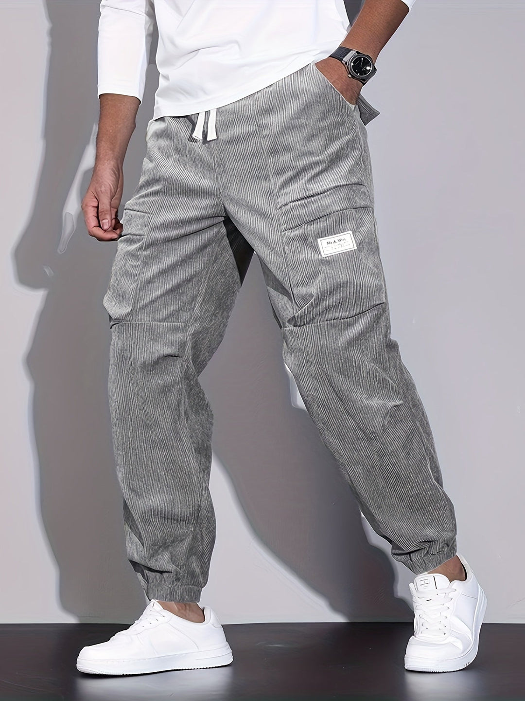 Nicolas - Men's Tapered Cargo Pants with Ribbed Cuffs