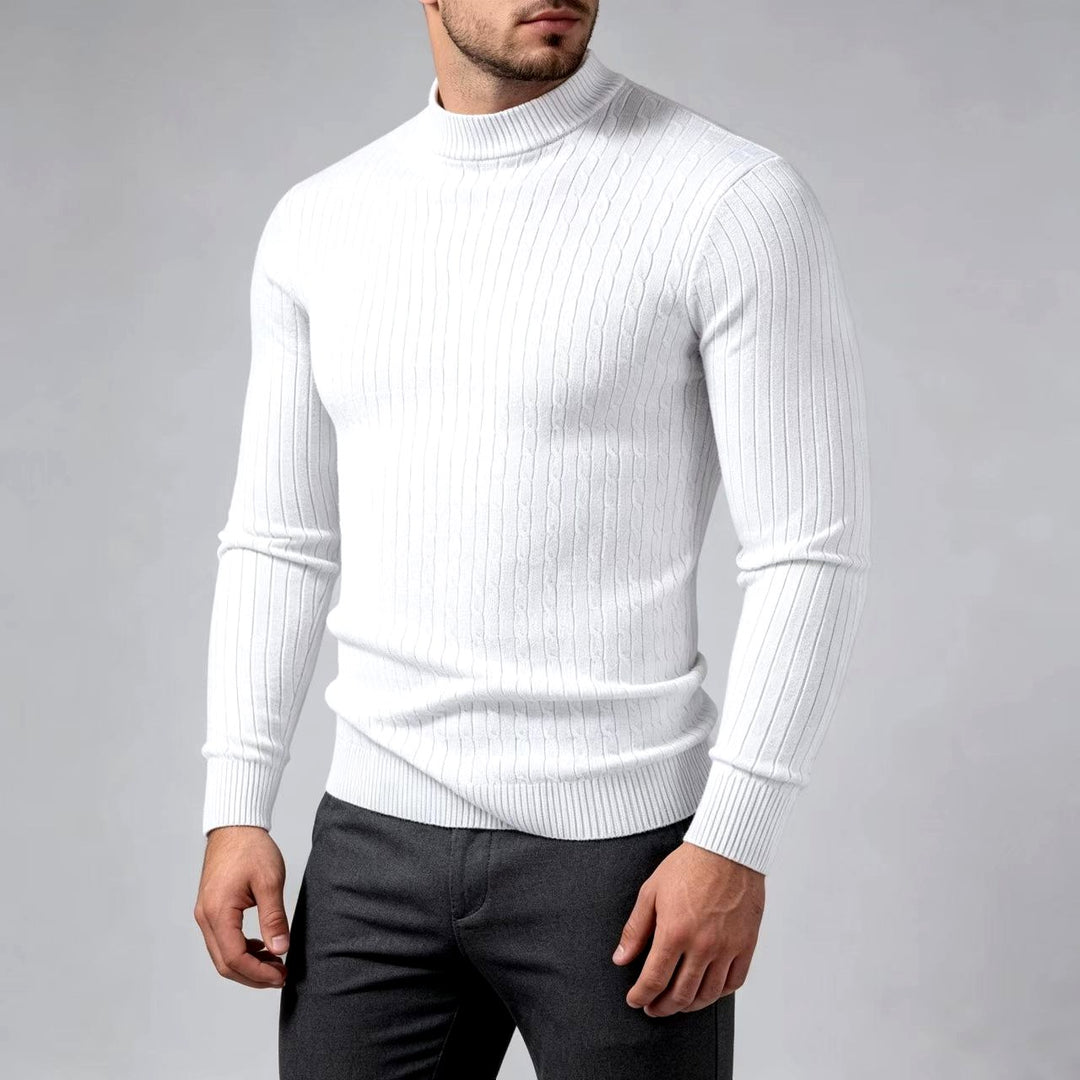 Paulo - Men's Ribbed Mock Neck Knit Sweater 2