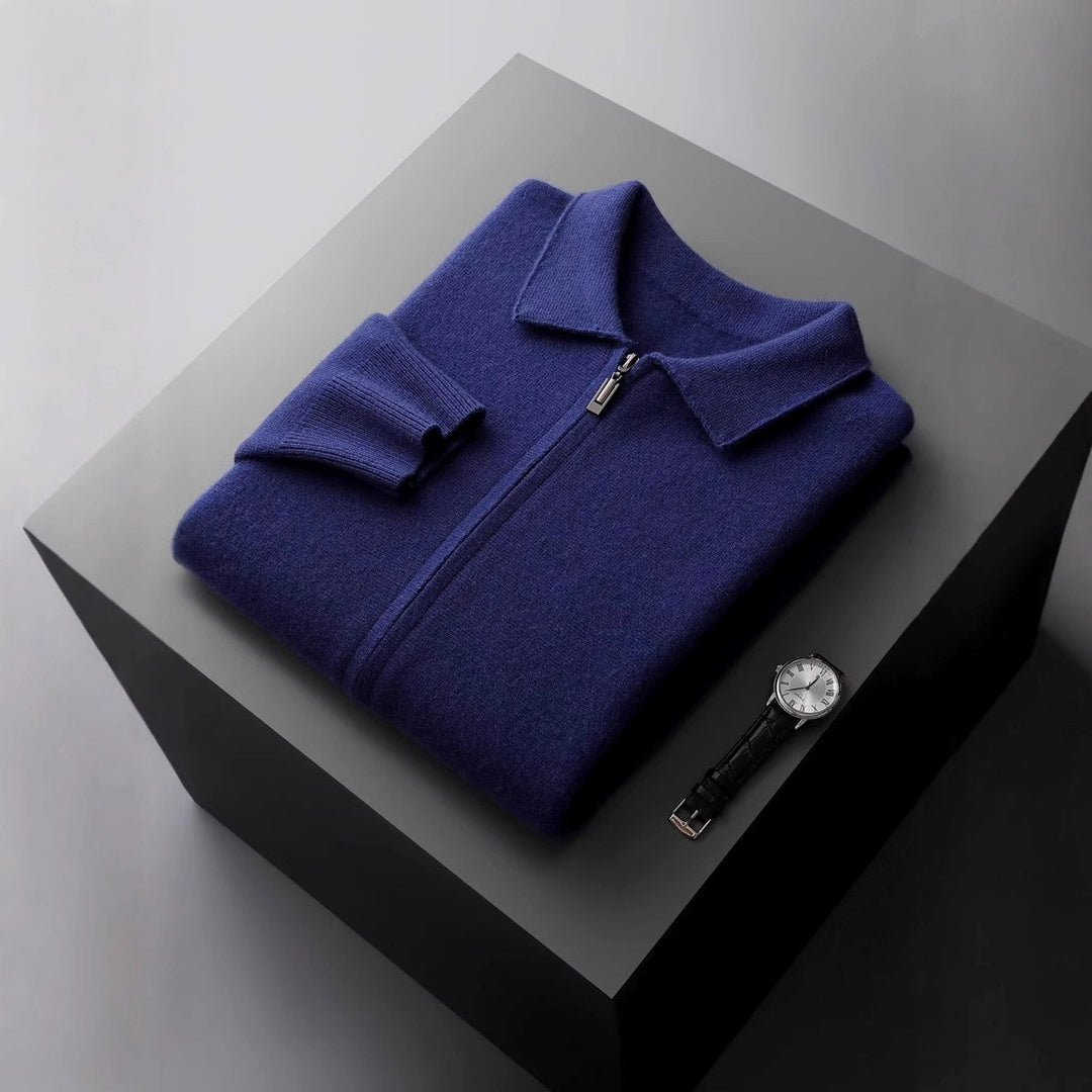 Ramon - Men’s Wool Collared Zip-Front Cardigan 10