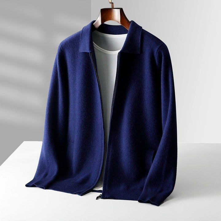 Ramon - Men’s Wool Collared Zip-Front Cardigan 2