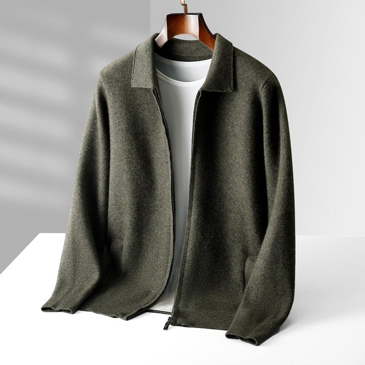Ramon - Men’s Wool Collared Zip-Front Cardigan 3