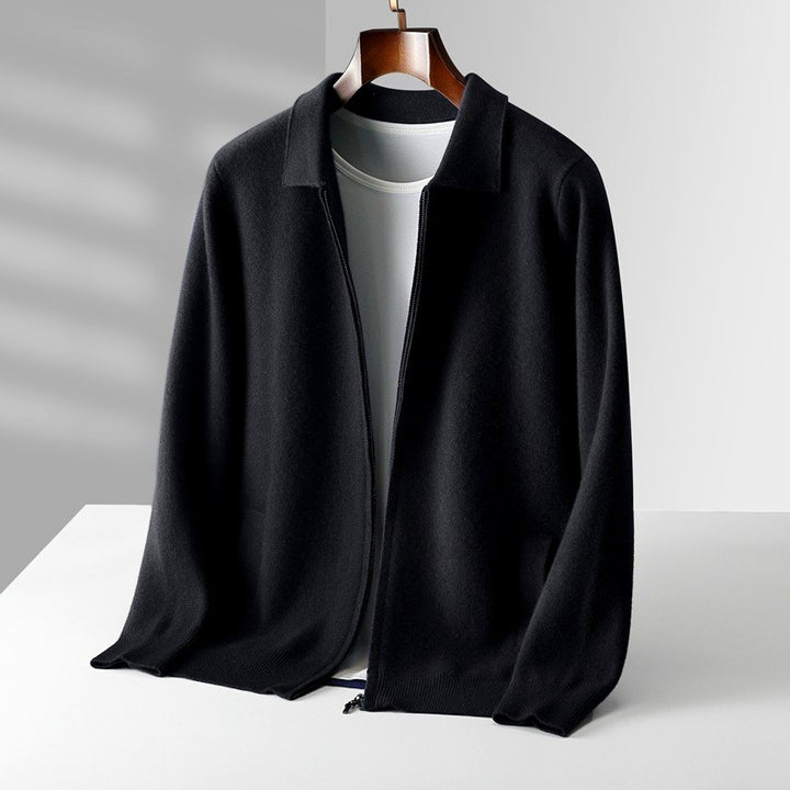 Ramon - Men’s Wool Collared Zip-Front Cardigan 4