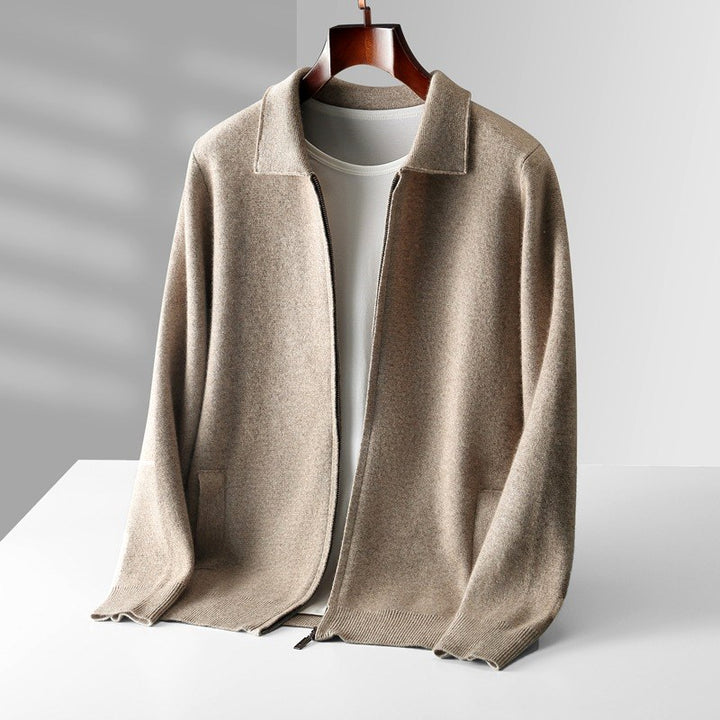 Ramon - Men’s Wool Collared Zip-Front Cardigan 6