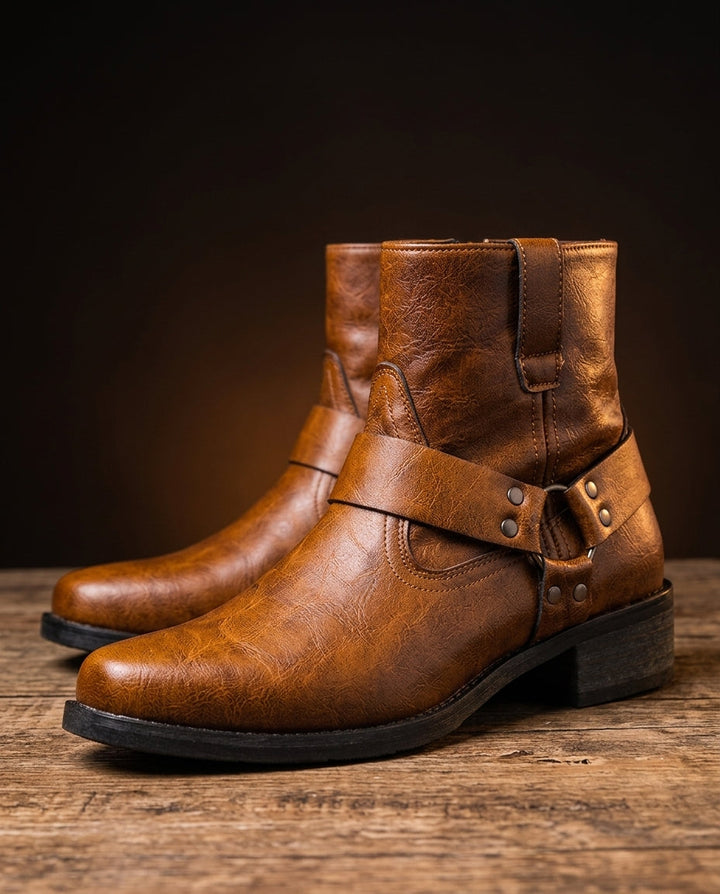 Reid - Men's Harness Leather Ankle Boots